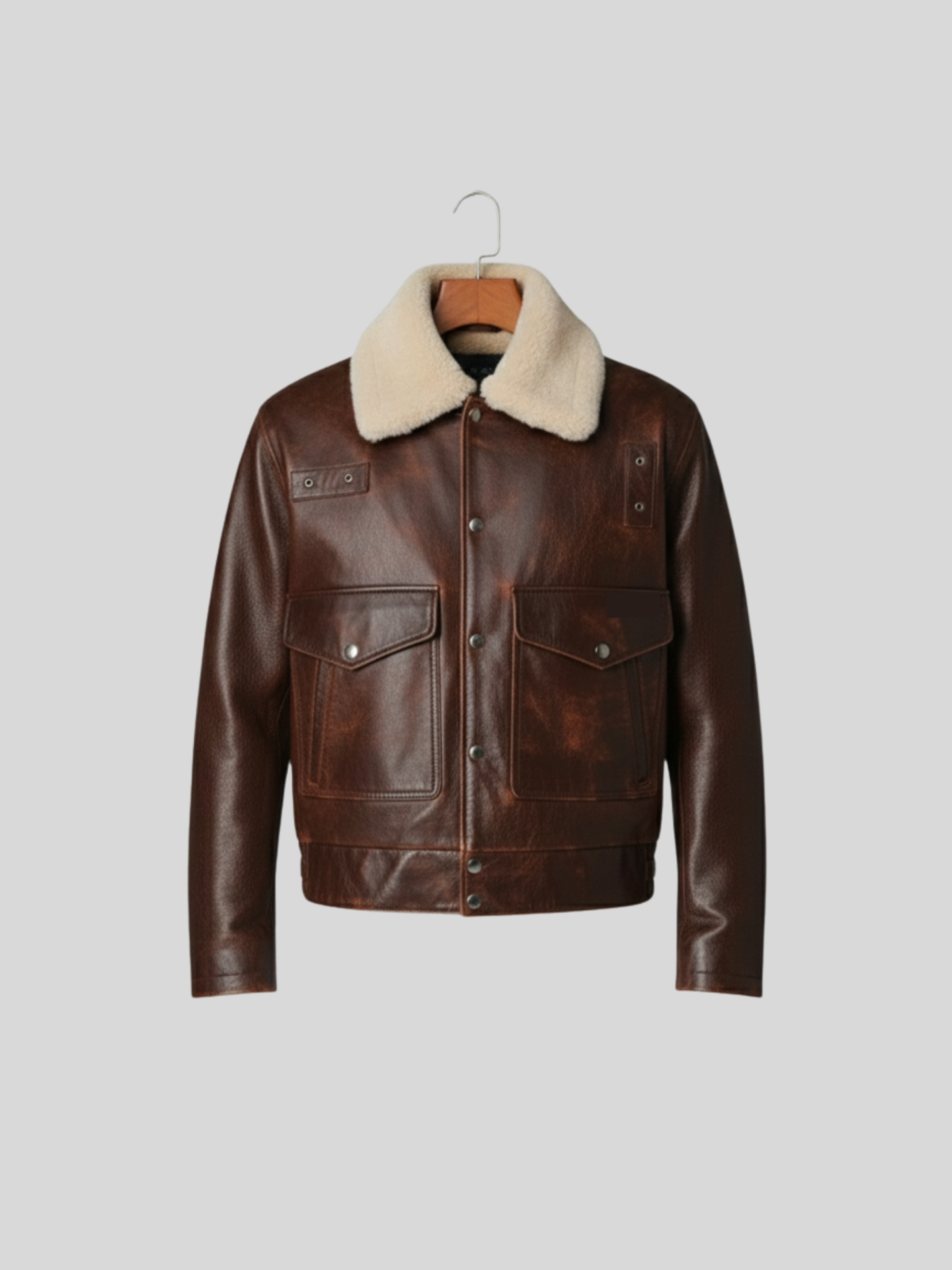 Shearling-Trimmed Leather Flight Jacket