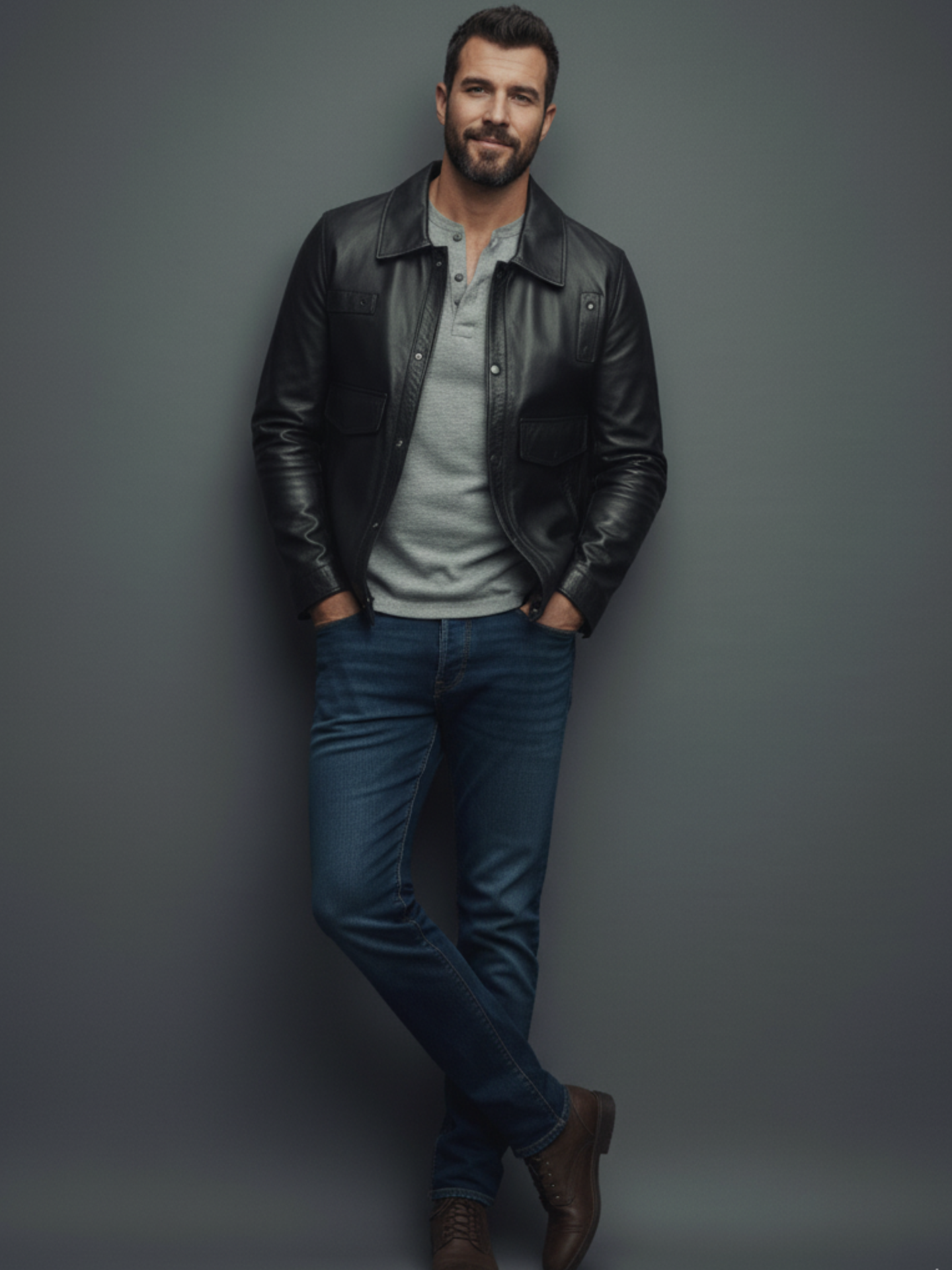 Modern Utility Leather Jacket